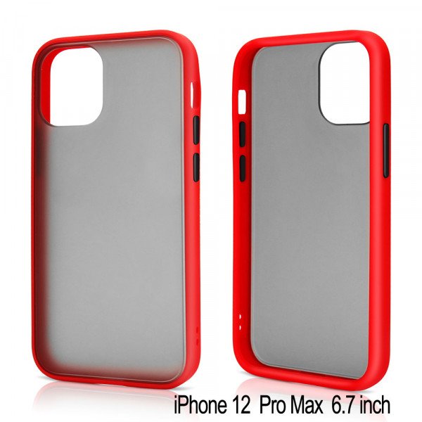 Wholesale Slim Matte Hybrid Bumper Case for iPhone 12 Pro Max 6.7 inch (Red)